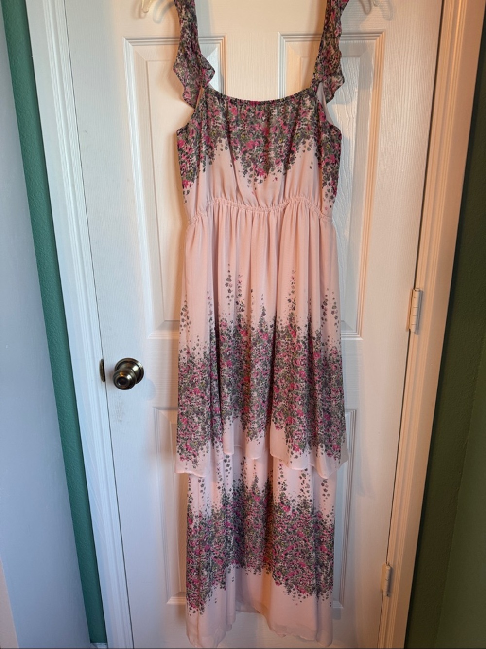 LC Lauren Conrad Pink and Green Floral Maxi Dress - Picture 3 of 4